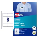 Avery Fabric Name Badge Labels L7418 865X555mm 8Up Pack 15