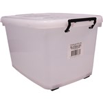 Italplast Storage Box With Lid And Rollers 585 X 420 X 335mm Clear 55 Litre