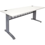 Rapid Span Desk 1800X700 Silver Metal Frame With Modesty Panel White Top