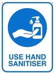 Durus Use Hand Sanitiser Wall Sign Rectangle 225X300mm Blue On White