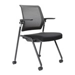Lanza Chair Stackable Mesh Back Black 4 Leg On Castors Seat Slide Recline B