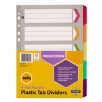Marbig Dividers Manilla A4 5 Tab Reinforced Fluoro Colour
