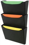 Marbig Enviro Wall Pocket 3 Compartmnt Black