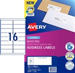 Avery Quick Peel Address Labels SF L7162 16Up 991X34mm 100