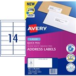 Avery Quick Peel Address Labels SF L7163 14Up 991X381mm 100