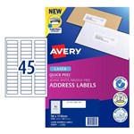 Avery Quick Peel Address Labels Sure Feed L7156 58X178mm 45Up Bx 100