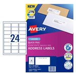 Avery Quick Peel Address Labels Sure Feed L7159 64X338mm 24Up Bx 100