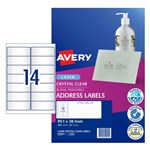 Avery Laser Labels L756525 Crystal Clear 991X677Mm 8Up Pack 25