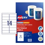 Avery Labels Removable L7163Rev MultiPurpose 991X381mm White 14Up Pk 25
