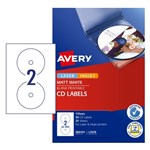Avery CD Labels Laser And Inkjet Permanent 117mm Diameter White Pack 25