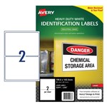 Avery Labels Laser Heavy Duty L7068 Permanent 1996X1435mm White 2Up Pk 25