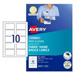 Avery Fabric Name Badges Labels L7427 88X52mm 10Up Pack 15