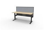 Boost  1P Sit Stand Desk 1200x750mm Nat Oak Top Black Frame Grey Screen