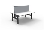 Boost  2P Sit Stand Desk 1200x750mm Nat White Top Black Frame Grey Screen