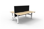 Boost  2P Sit Stand Desk 1200x750mm Nat Oak Top White Frame Black Screen