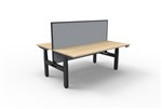 Boost  2P Sit Stand Desk 1200x750mm Nat Oak Top Black Frame Grey Screen
