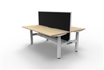 Boost  2P Sit Stand Desk 1500x750mm Nat Oak Top White Frame Black Screen Cable Tray