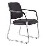 Chair Lindis Sled Chair Black Upholstered Seat  Back Arms
