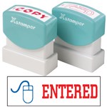 XStamper CXBN 2027 Stamp Entered With Icon 42X13mm Red Blue