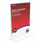 Deflecto Sign Menu Holder 47801 A4 Double Sided Portrait Desktop Clear