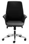 Accord Medium Back Executive Chair Black Leather Aluminium Base 