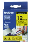 Brother TZE631 Labelling Tape 12mmx8M Black On Yellow