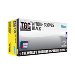 TGC Heavy Duty Nitrile Disposable Gloves Black Size Medium Pk100