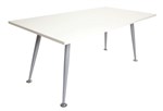 Rapid Span Meeting Table 1800X750 Silver Frame With Chrome Foot White Top