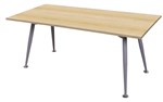 Rapid Span Meeting Table 1800X750 Silver Frame With Chrome Foot Natural Oak