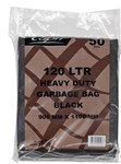 Bag Garbage 120L 30um Black HDPE Pk 50