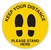 Durus Social Distance Floor Decal Circular Shoe 350mm Dia Black On Yellow
